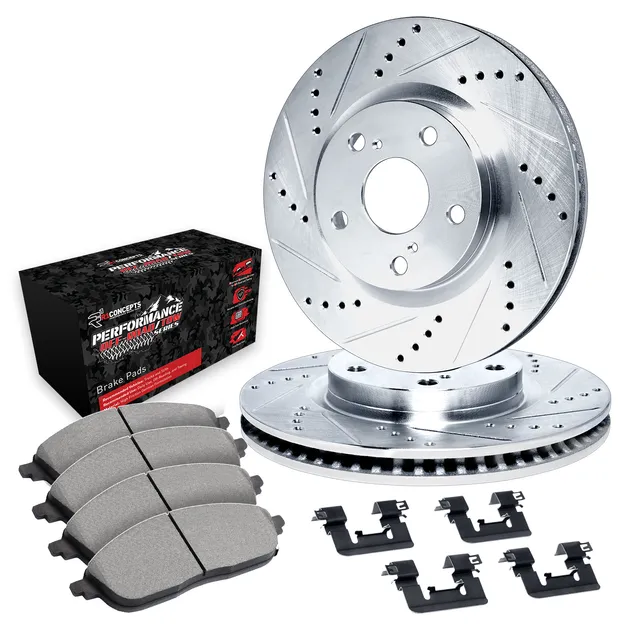 R1 Concepts WGVH1-40022 eLINE Series Rotors - D/S - Silver - Perf /Tow Pads - Hdw